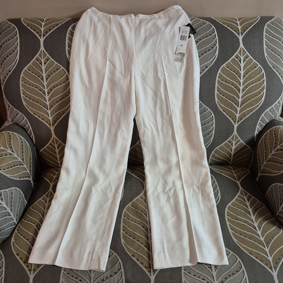 New 💯% Silk Lauren Ralph Lauren 10 Cape Grace Colonial Cream WideLeg Dress Pant - Picture 5 of 15